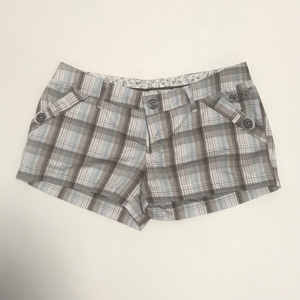 Plaid Shorts - Gray, blue, Brown